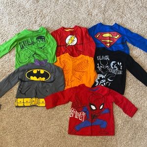 Lot of long sleeve super hero shirts